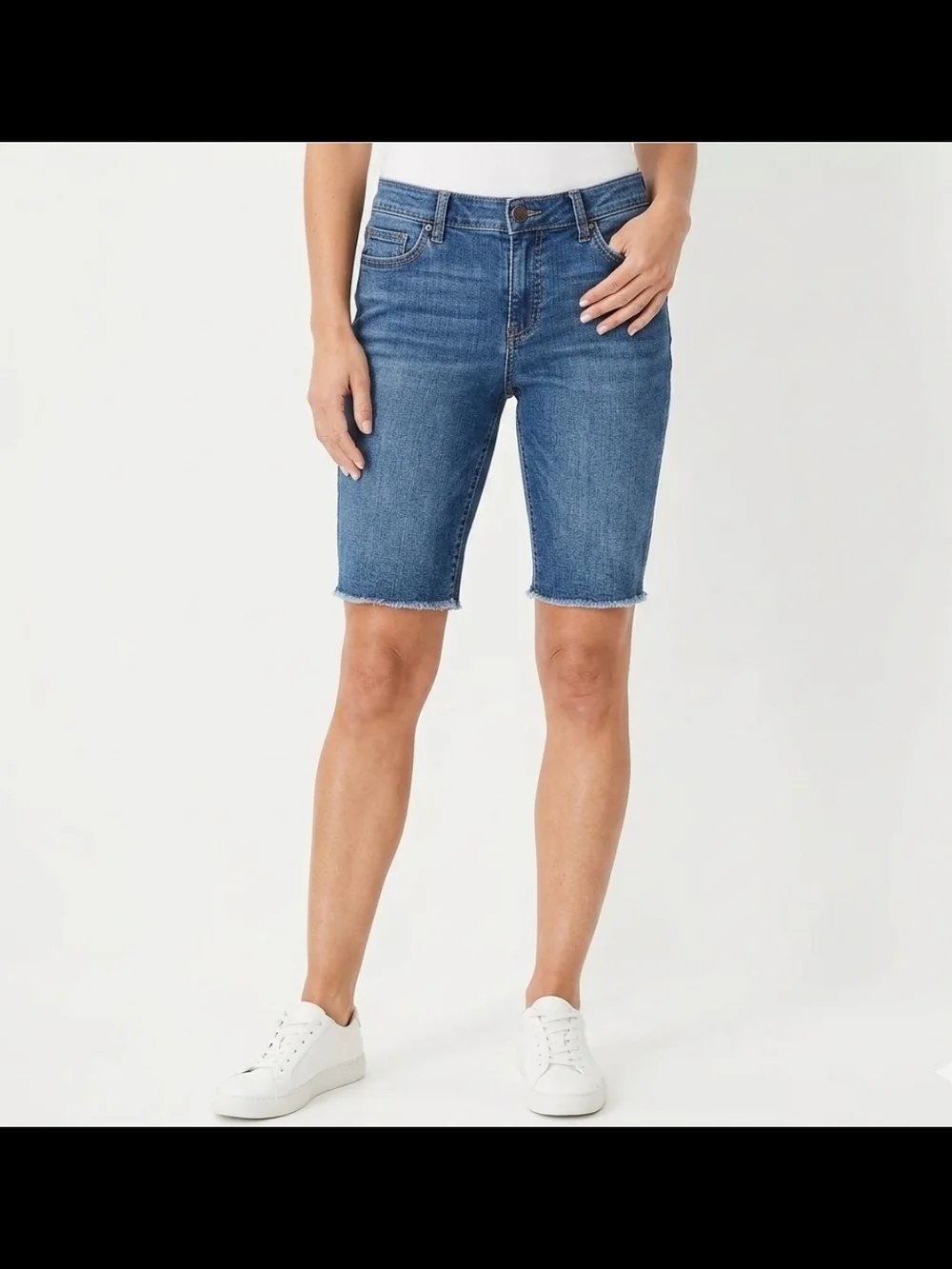 LOFT Medium Wash Denim Bermuda Shorts
